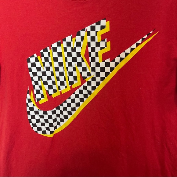 Nike Red Athletic Cut Checkerboard Crewneck Shirt - Picture 2 of 4